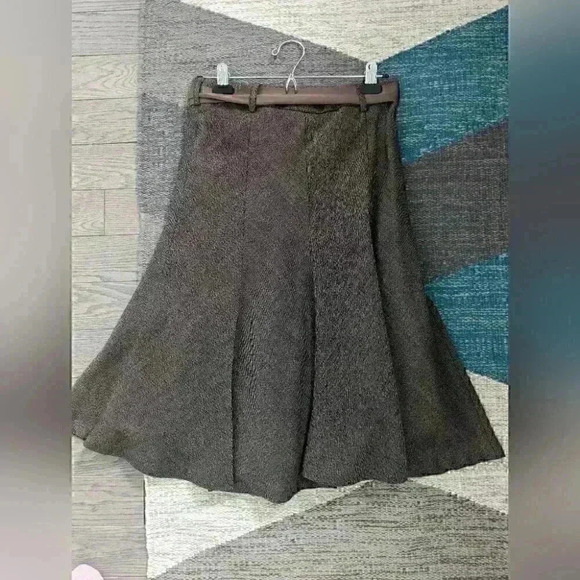 Suzy Shier High Waisted Brown A line Skirt Silk Sash - Sz 2 Excellent Condition - Picture 3 of 5